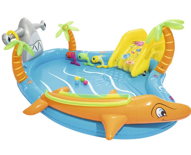 

Wholesale kids inflatable swimming pool with slides  PVC oceanarium theme kids pool