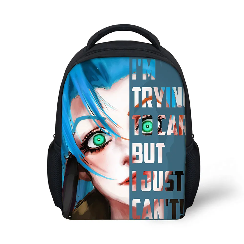 

customized LOL Arcane anime cartoon picture 12 inch book kids children backpack school bags