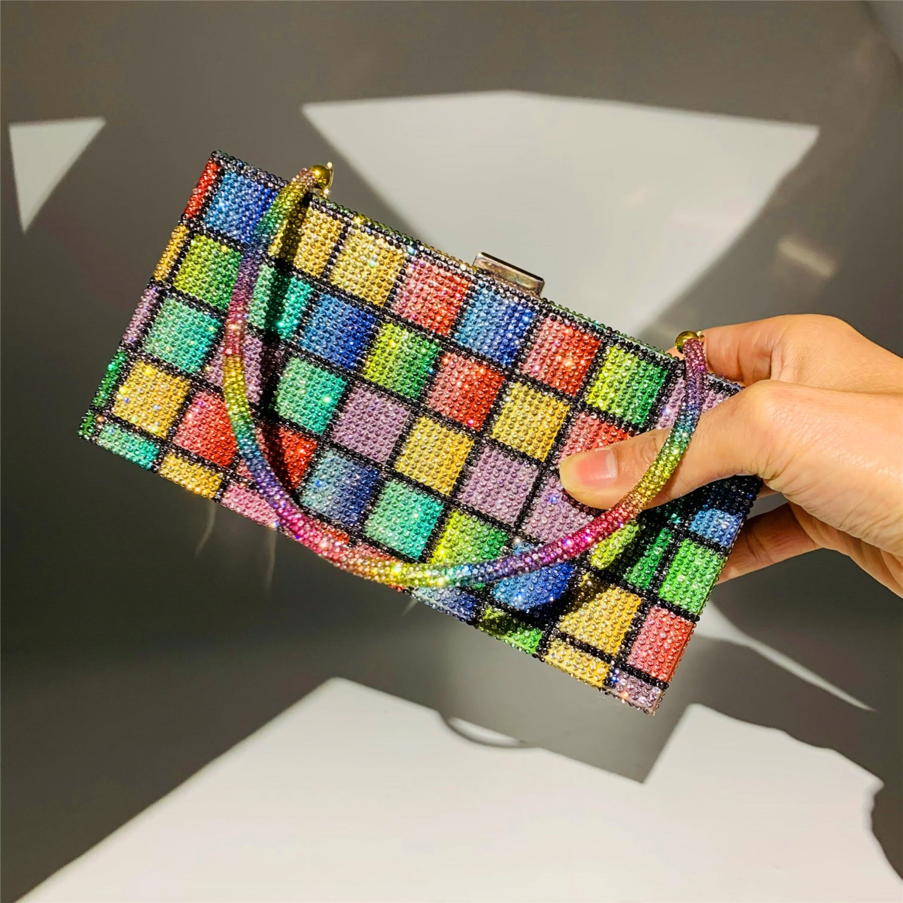 

New Trendy Luxury Rhinestone Diamond Crossbody Woman Handbag Bag Clutch Evening Bag purse, As picture