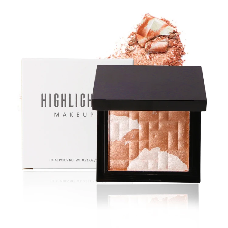 

RTS05 Private label highlighter palette Wholesale Small MOQ Single Highlighter Pressed Powder Makeup highlighter palette, Double colors