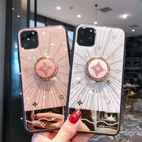 

3D Shiny Crystal Diamond Tempered Glass Back Cell Phone Case With Soft Bumper For Iphone11 Case