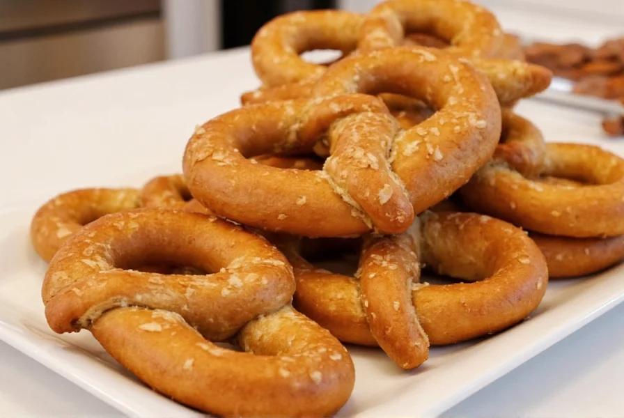 Step-by-step process of making homemade cinnamon sugar pretzels showing dough preparation, shaping, boiling, and final coated pretzels on baking sheet