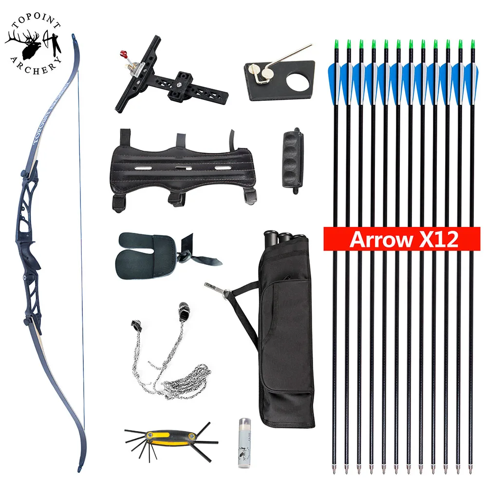 

Topoint Archery Takedown Recurve Bow R2, ready to shoot recurve bow package, Bow Length:68", Riser Length:25", 18-38lbs, Black, white, yellow, blue, green, purple, red