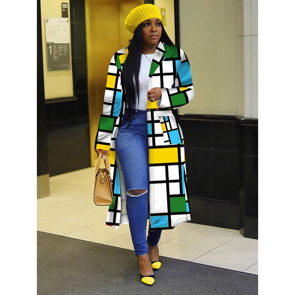 

2021 summer women clothing Arrivals Spring Clothes For Women Color Block Outwear Knitted Women Plus Size Trench Coats, Picture shows