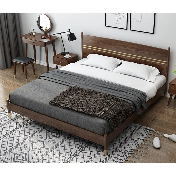product-double rustic solid wood beds wooden bed frame-BoomDear Wood-img