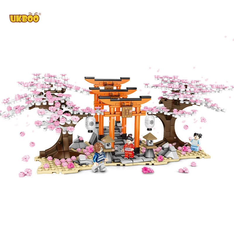 

Free Shipping UKBOO 647 pcs Lighting Tree Cherry Blossom Season Street View Mini Building Blocks Bricks Toy Christmas gift