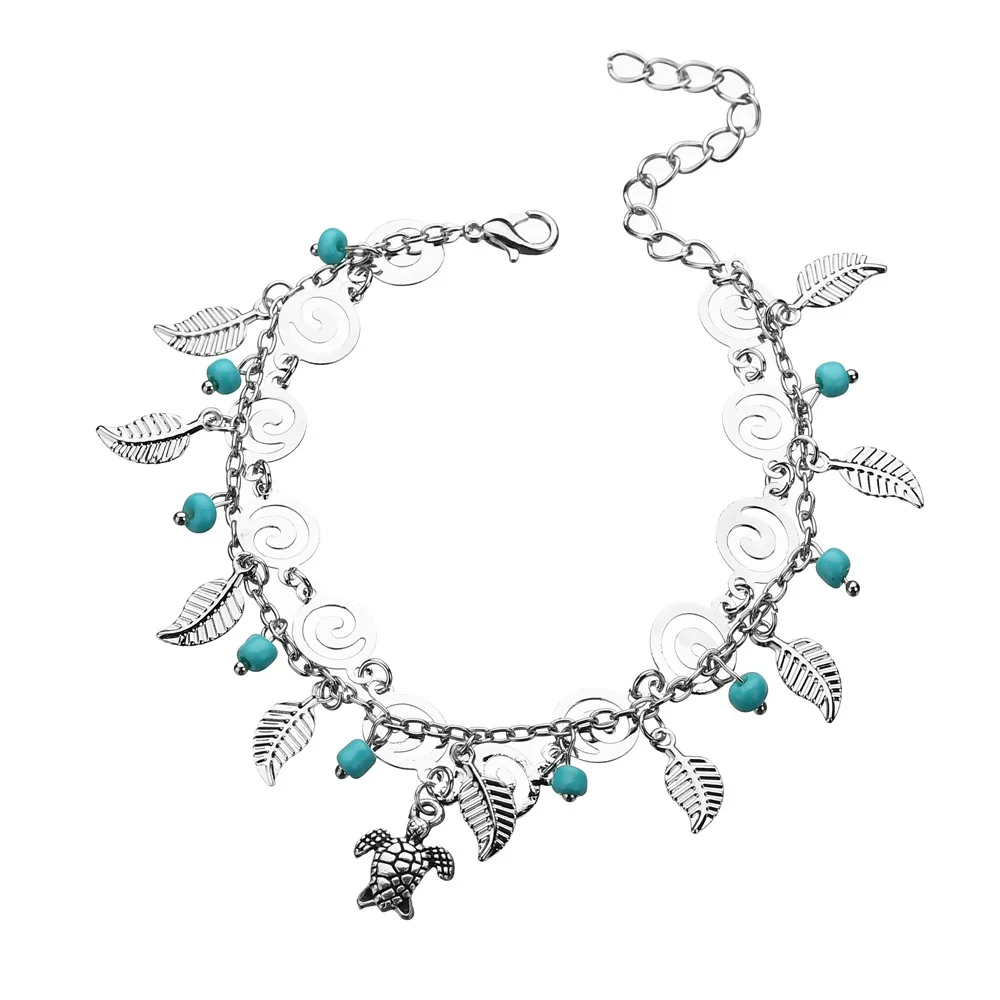 

3D Symbol Cuban Anklet Pendant Anklet Ethnic Wind Foot Anklet Spiral Iron Anklet Charms Double Beach Anklet, 9 signs