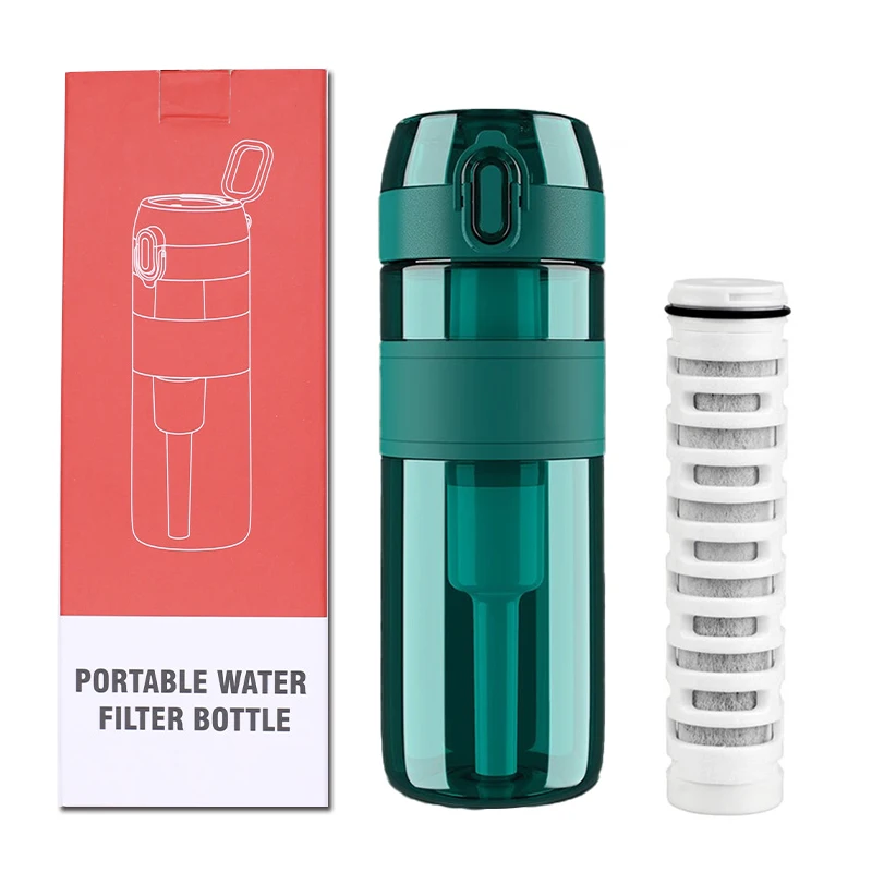 

500ml Portable Ultra Filtration Activated Carbon Filtered Water Bottle for Survival Camping Hiking Drinking Emergency