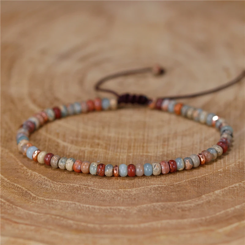 

YueTong Natural Stone Beads Tibetan Bracelet For Men Women Yoga Adjustable Rose Quartz Beads Bracelet Dainty Friendship Jewelry