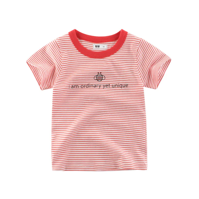 

Korean Style Children's Clothing Summer Round Neck Short-sleeved Striped Cotton T-shirt For Baby Boy