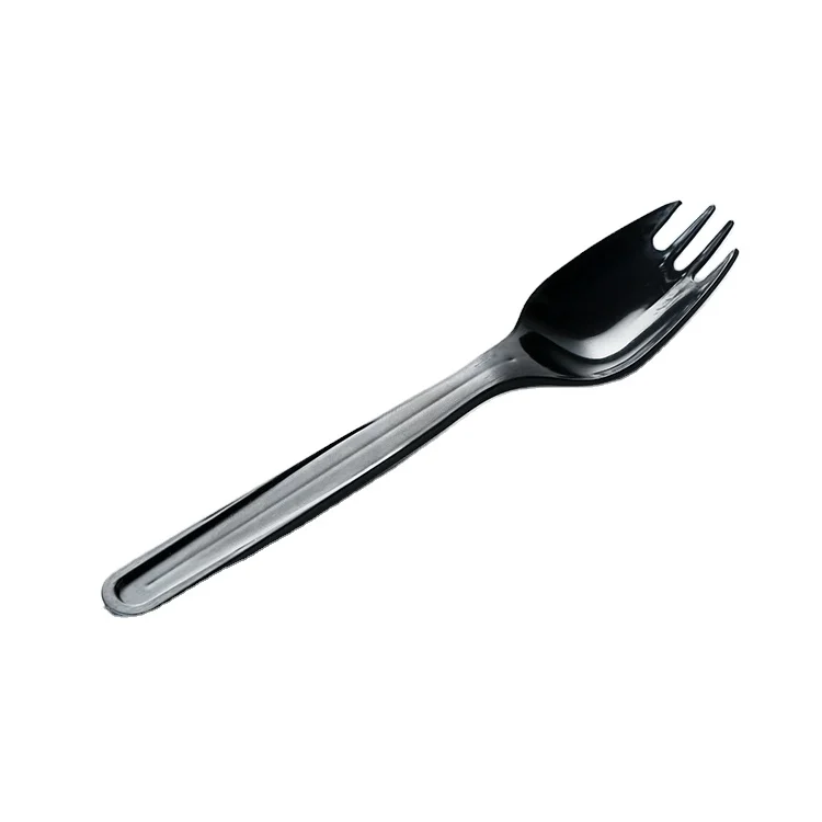 

Black plastic forks spoons fruit salad ice cream dessert disposable utensils, Natural