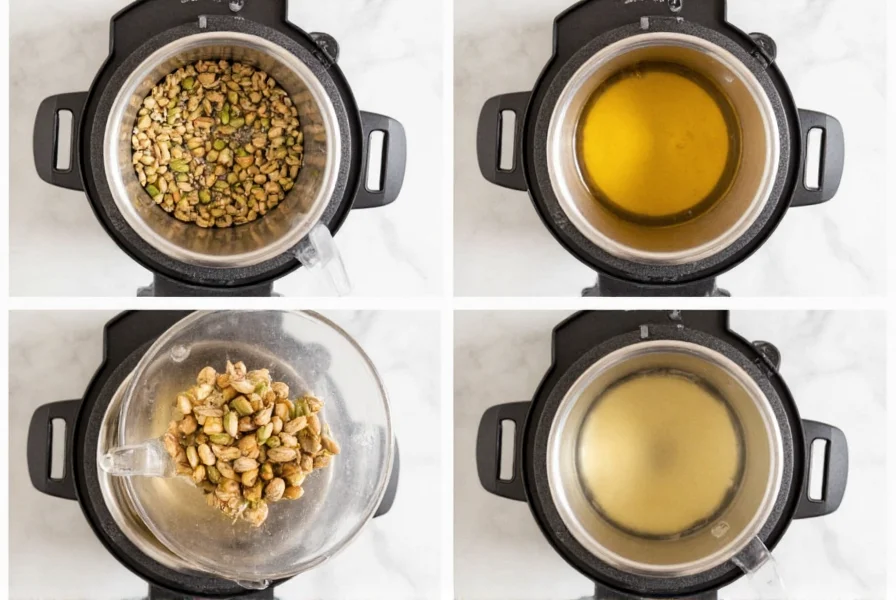 Step-by-step cardamom tea preparation: whole pods crushed with mortar, added to boiling water in glass teapot, steeping for 50 seconds