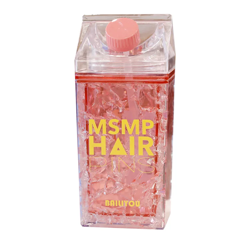 

Korean Cute Flask Dumbbell Shaped Square Plastic Water Milk Bottle Kids with Straw