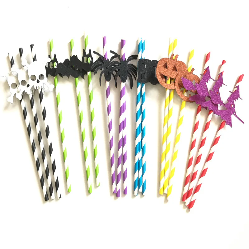 

Halloween Hot Sale Disposable Biodegradable Drinking Paper Straw, Various color for chosing