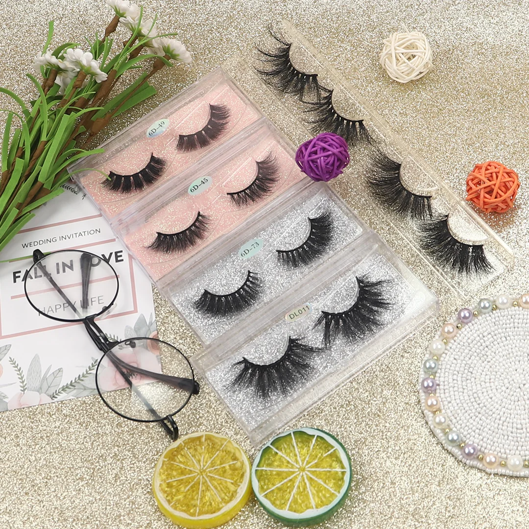 

AG003 Mixed wholesale magnet box Factory custom 3D black fluffy wispy cute 25mm 3d mink eyelash, Black color