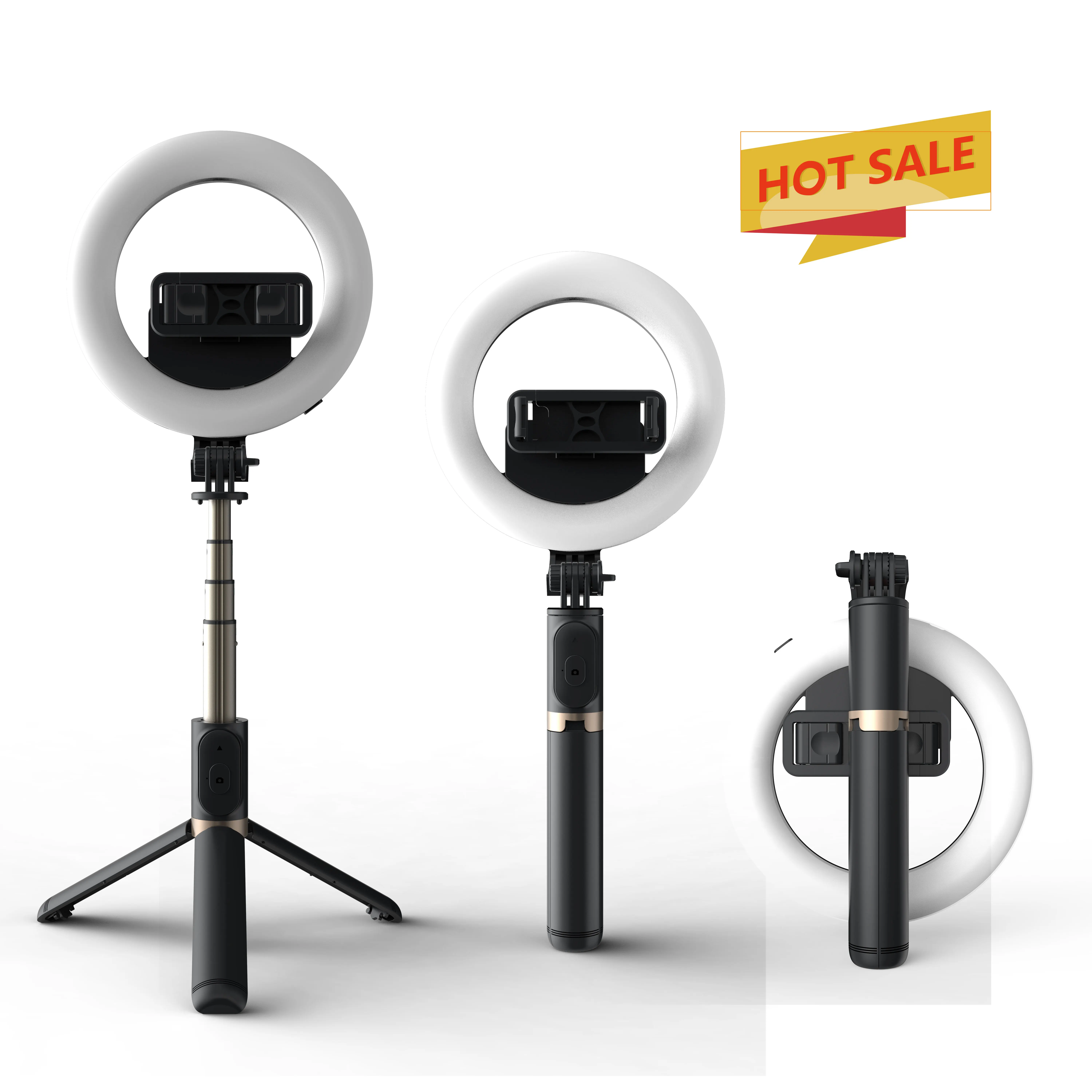 

New Coming 6 inch Selfie Stick Q07 Phone Holder Tripod Selfie Ring Light with magic snapshot for Makeup Photography Live Stream