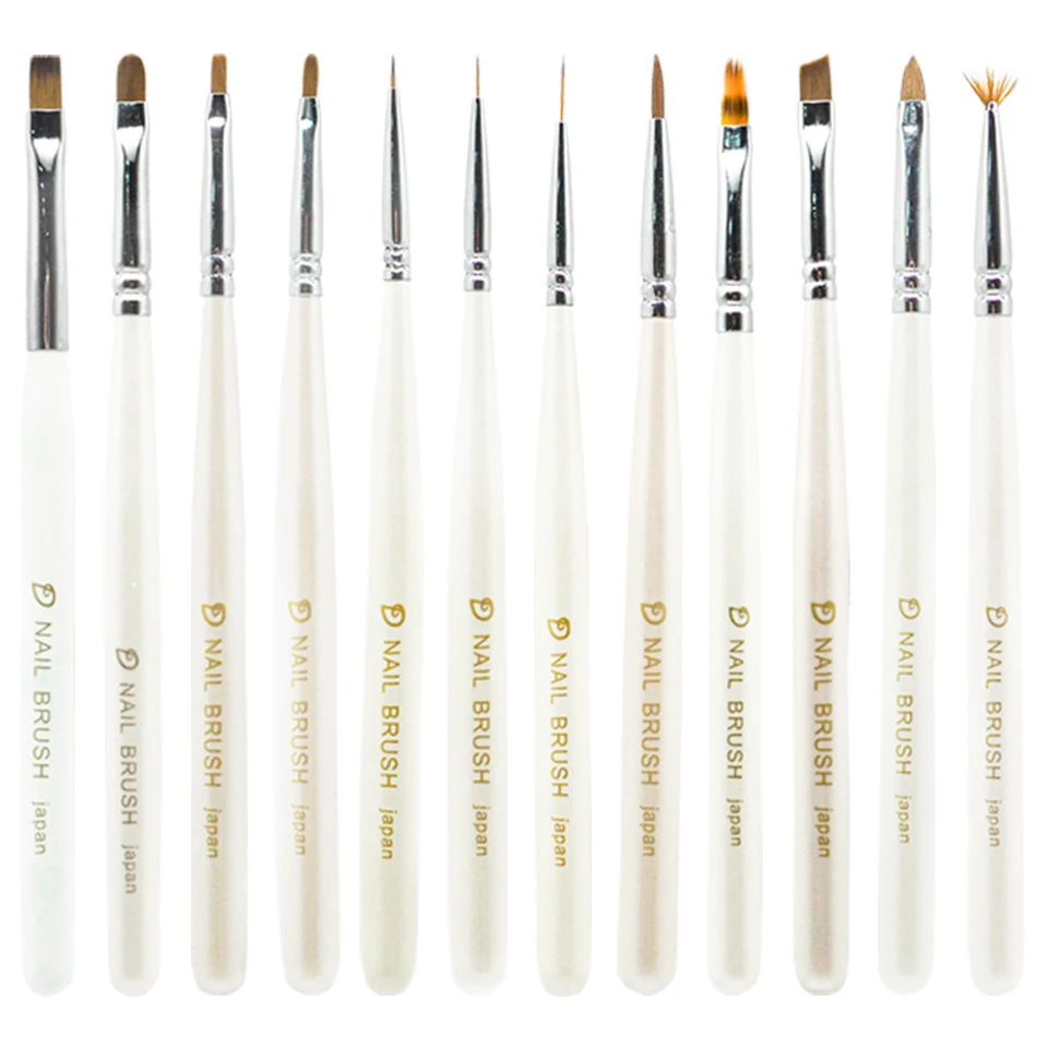 

Pearlescent white handle nail art brush set