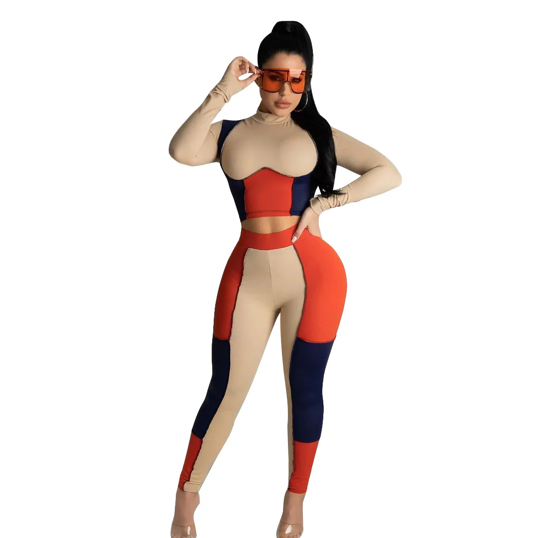 

Fashion Hot Girl Sexy Club Wear Women Clothing Sets Two Piece Track Suits Crop Top Two Piece Set