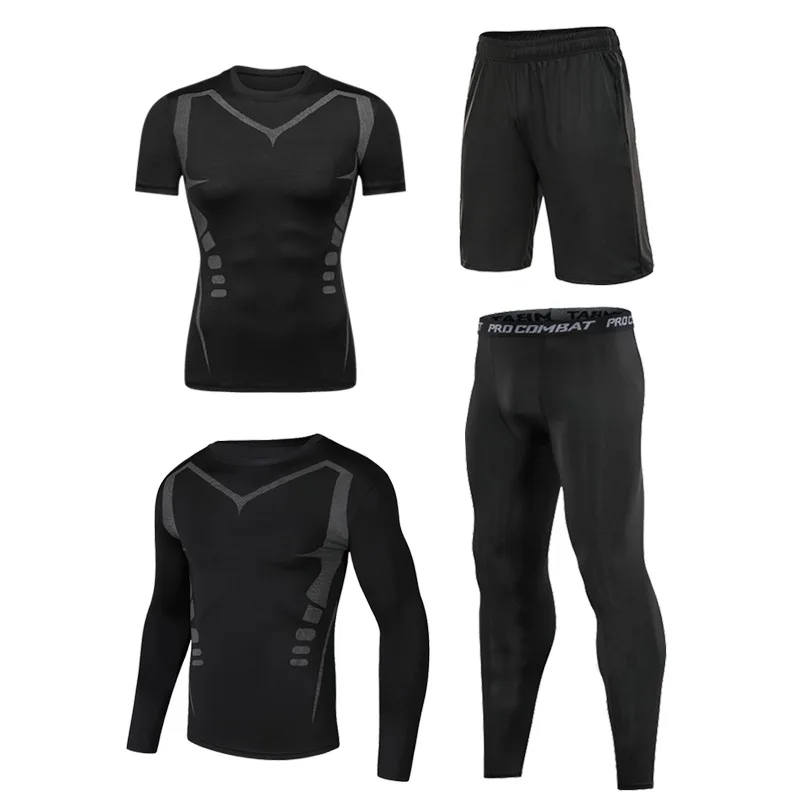 

Mens Summer Jogger Sweat Suits Men Fitness T Shirt Shorts Casual Sportswear Set Mens Tracksuit 4pcs Set, Picture shows