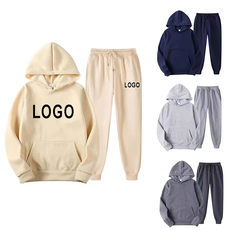 

2 pieces men's hoodies & sweatshirts set custom print jogger tracksuits for men, As picture or custom logo