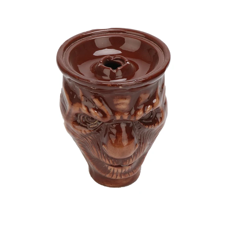 

wholesale high quality shisha hookah head patterned reusable smoking accessories ceramic hookah bowl, Brown