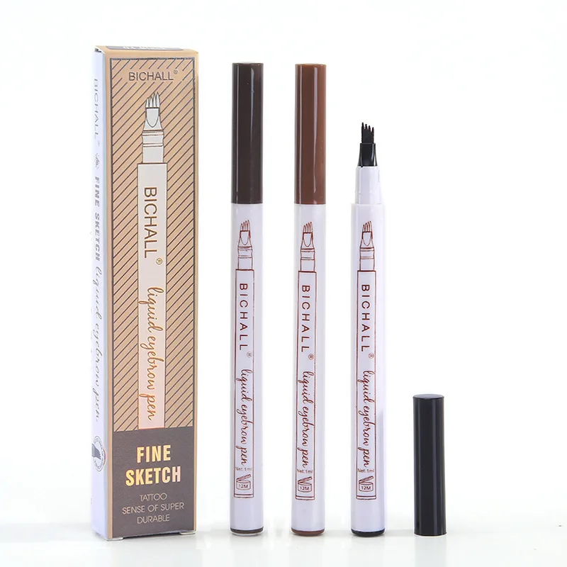 

four head 4X tattoo eyebrow pen fine sketch 4 fork liquid brow pen waterproof eyebrow dye semipermanent eyebrows 4 colors