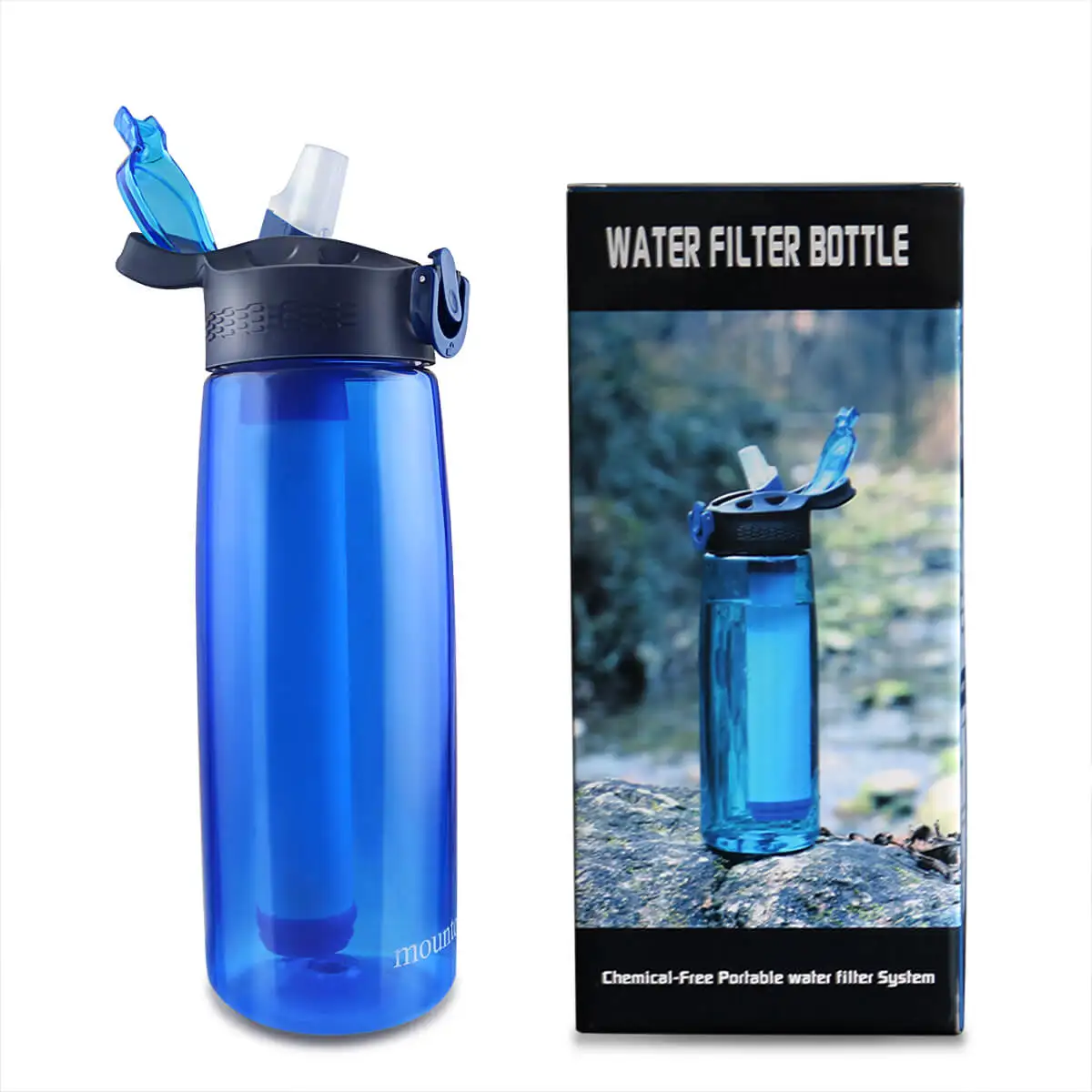 

Wholesale tritan plastic Sports Outdoor Alkaline Cycling water bottles carbon filter with Custom Logo, Blue, black,purple, green