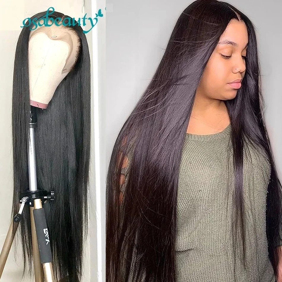 

Rosabeauty Brazilian Straight Glueless Lace Front Human Hair Wigs Pre Plucked For Black Women 28 30 Inch Full 360 Frontal Wig