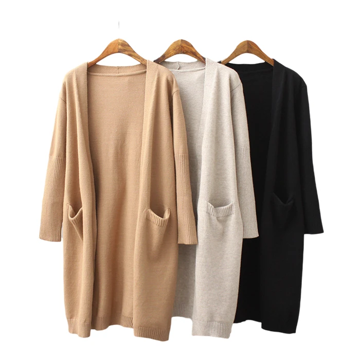 

Wholesale Fashion Women Classic Open Front Solid Color Long Sweater Cardigan