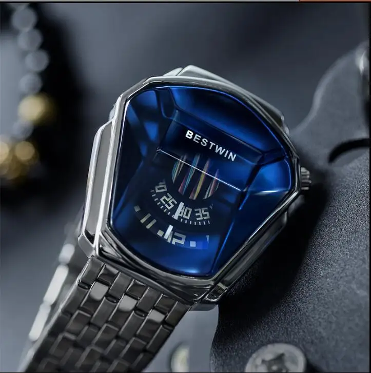 

Genuine high quality steel black technology men's watch waterproof men's watch non-mechanical square plate waterproof large dial