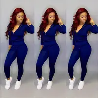 

2020 Tracksuits For Women Multi-color Active Lightly Cooked Two Piece Suits Zippered Pencil Long Sleeve Jogging Suit Custom