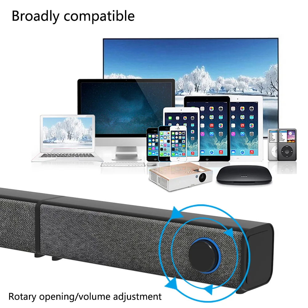 

2020 Amazon 20W 3D Surrounding home theater system bass box speaker for phone wireless TV sound bar soundbar with subwoofer, Black