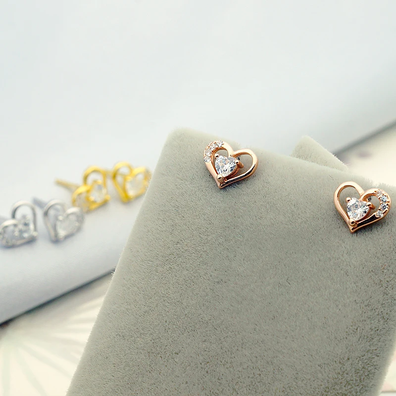

Fashion Gold Plated Heart Earring Stud Earrings 925 Silver Jewelry