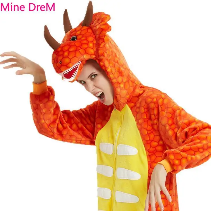 

Adult Green Triceratops Dinosaur Kigurumi Women Men Funny Flannel Unicorn Animal Cosplay Onesie Costume Winter Anime Jumpsuit