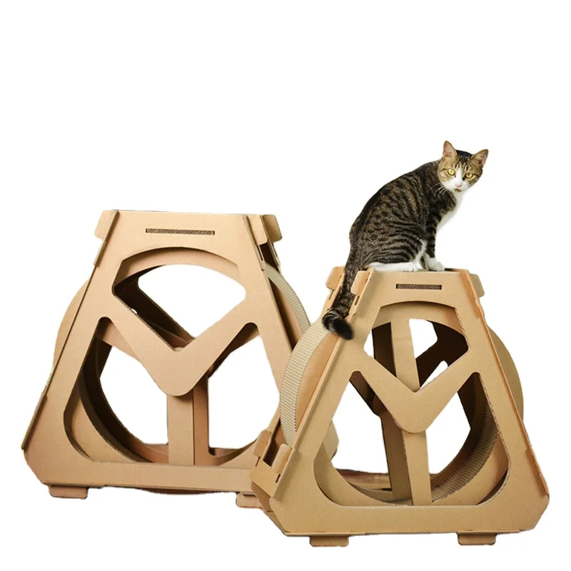 

DEKU--Corrugated Scratching Toy Pet Exercise Rolling Wheel Shape Cat Tower Tree Cardboard Scratch Lounge Cat Scratcher