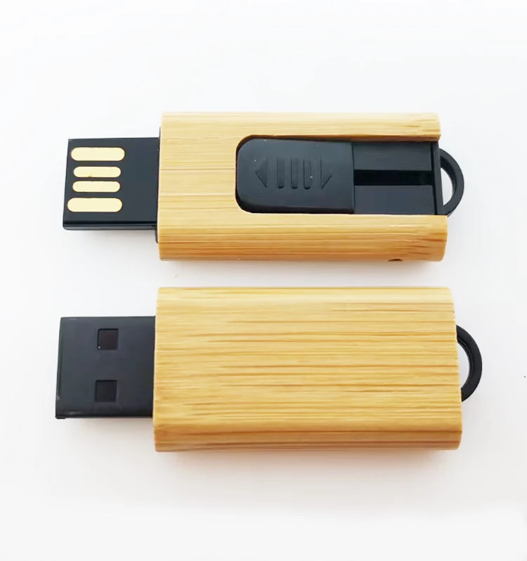 

Customized logo eco-friendly sliding retractable bamboo USB Flash pen Drive memory stick for advertising promotion marketing