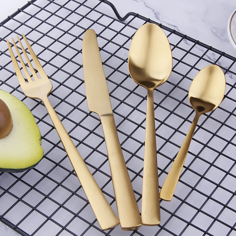 

Luxury Vintage Nordic Spoon 24pc Matte Flatware Gold Utensils Cutlery Set