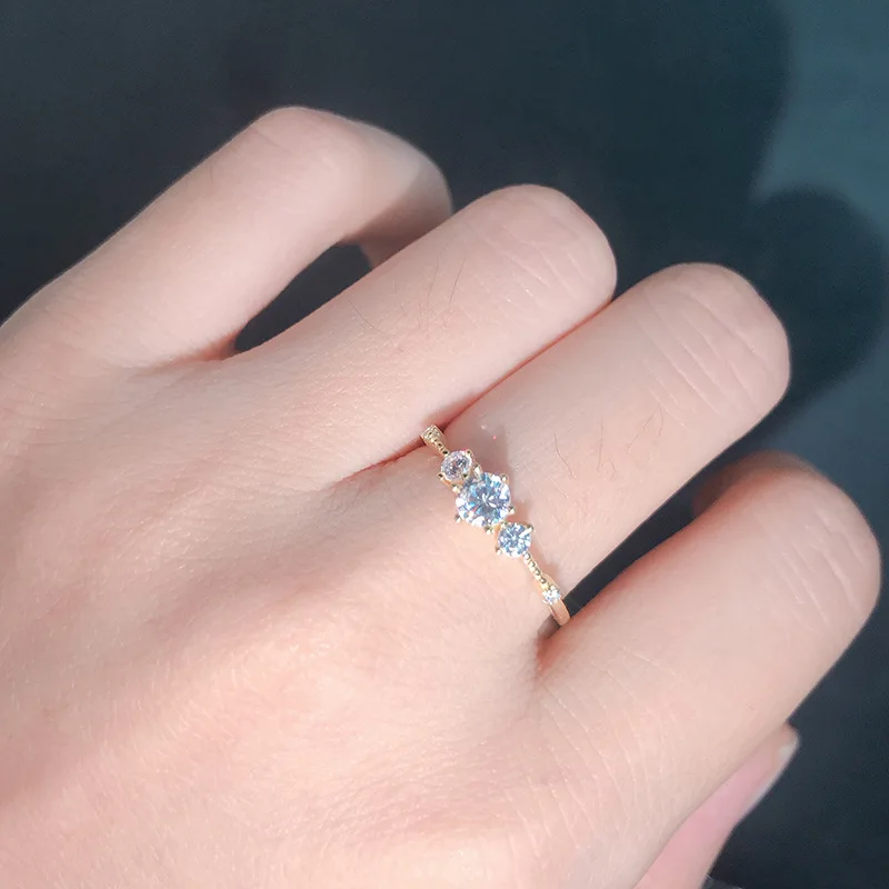 

High quality female luxury snowflake silver s 925 14 k gold plated ring Five Diamond Zircon finger Ring Wedding jewelry