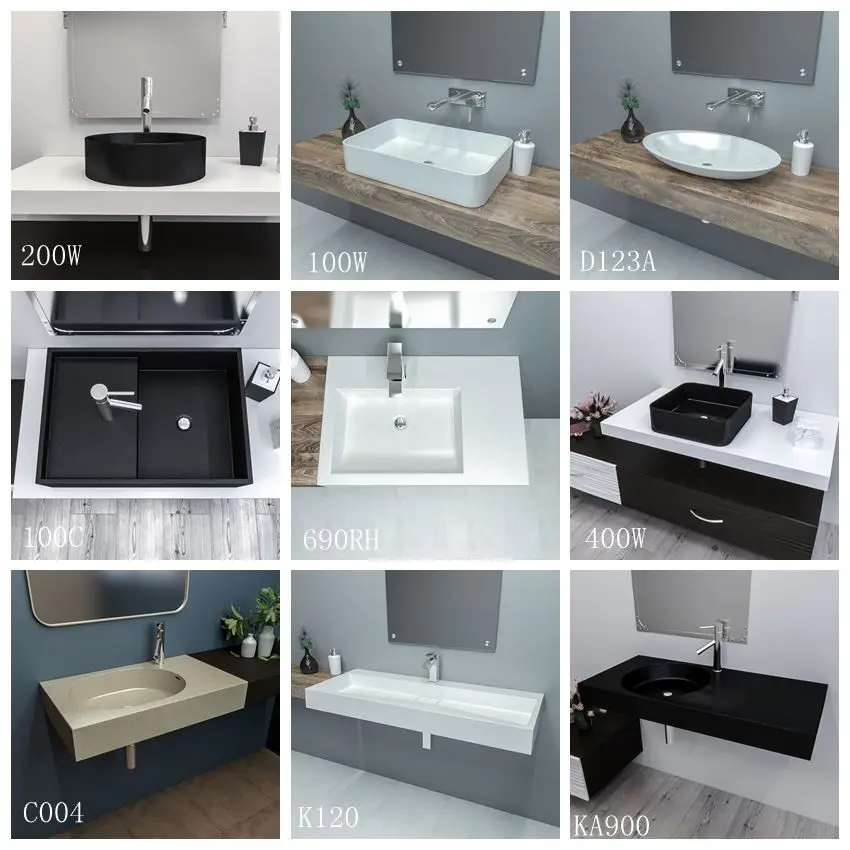 800/900/1000mm Countertop Mounted Vanity Sinks Wash Hand Basins