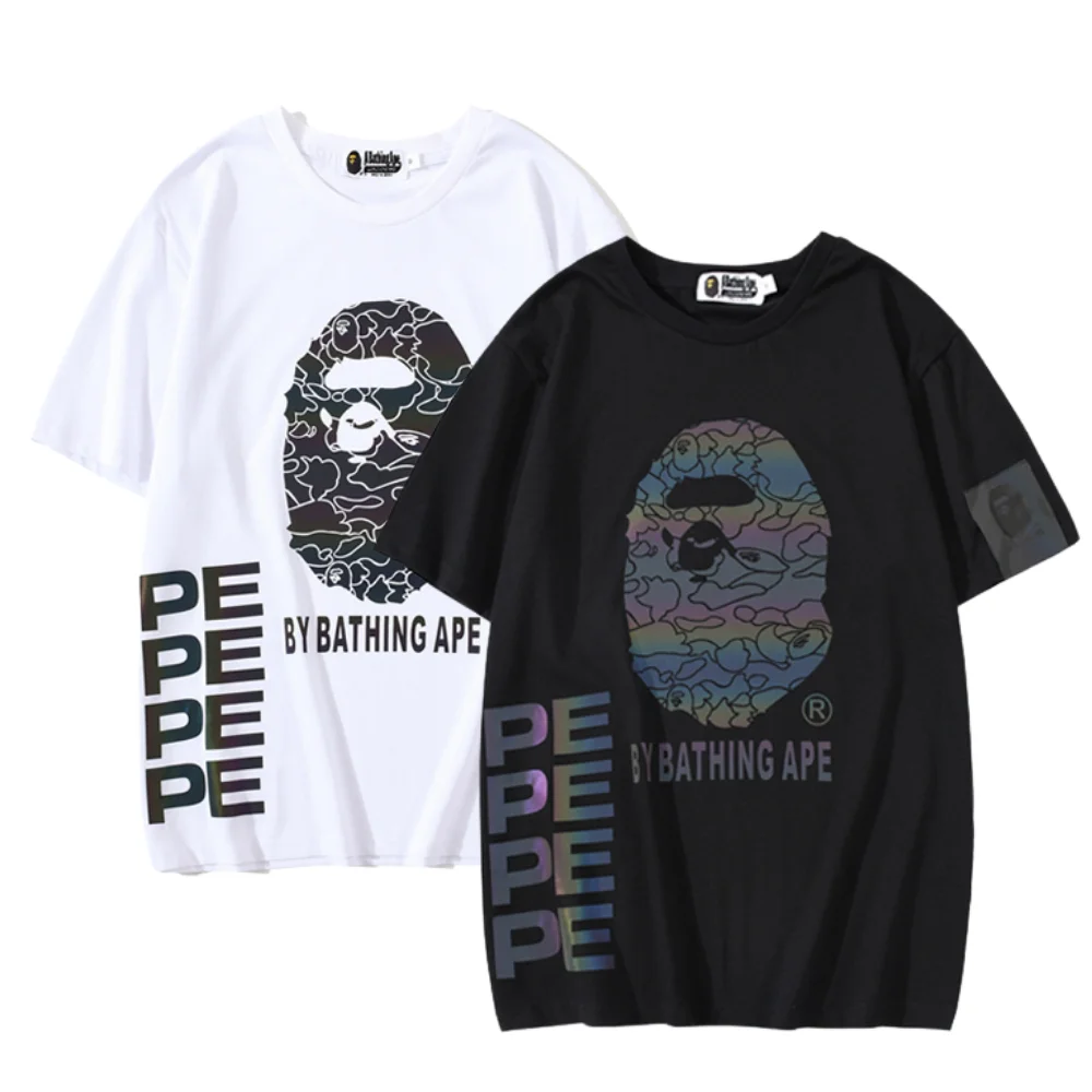 

Drop Shipping Bape Reflective Color Animal Head T-shirt For Men 2 Colors