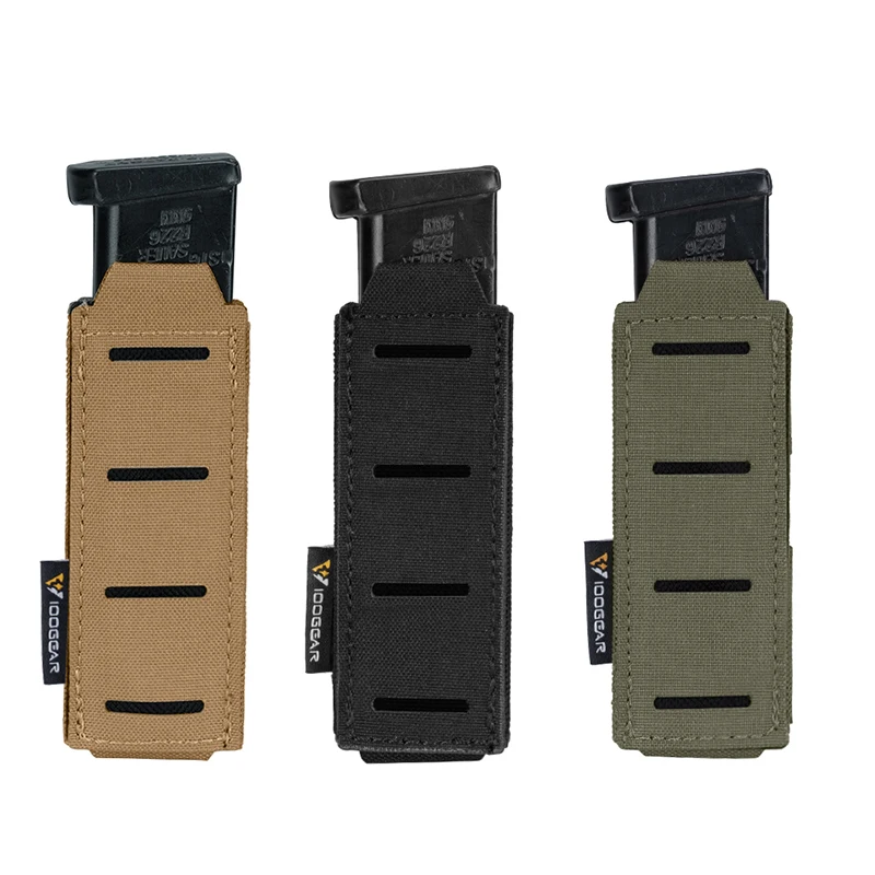

IDOGEAR Hot Sell Laser Cut Tactical Mag Pouch Molle Tactical Magazine Pouch for Single 9mm Mags