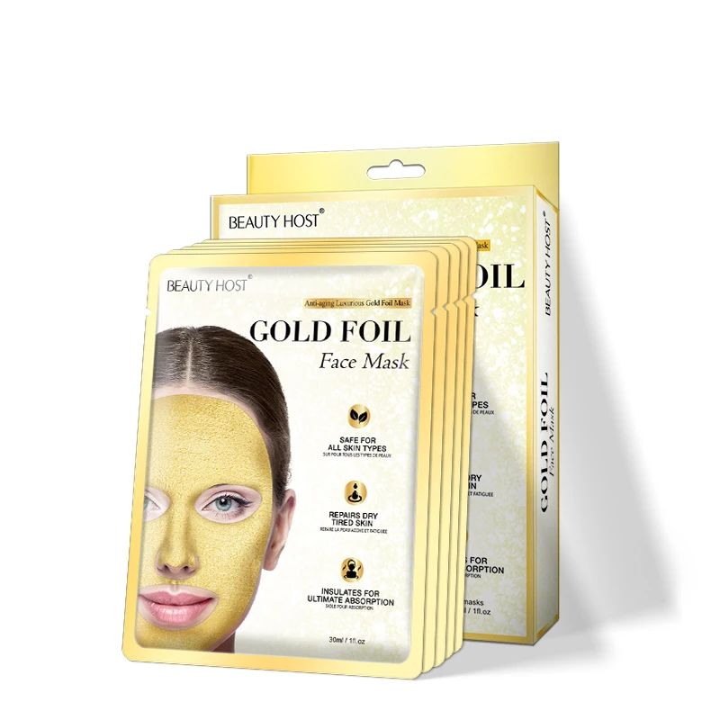 

OEM Custom Natural Cosmetics Beauty Skin Care 24K Gold Foil Glitter Anti Aging Moisturizing Non Woven Facial Face Sheet Mask