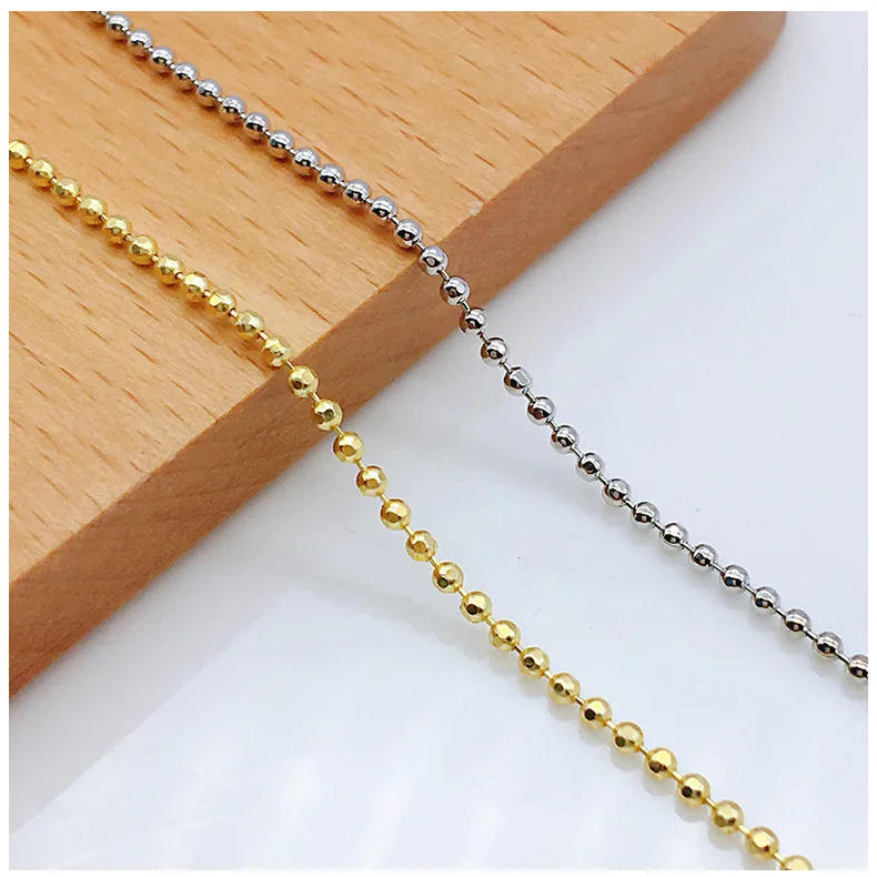 

1.5mm Diamond Cut Beaded Brass Ball Chain Small Ice Copper Ball Chain Roll, Gold, silver and so on