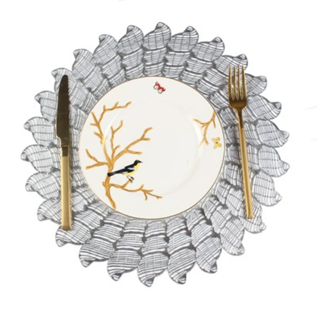 

New decorative christmas table mat coral branches decorated PVC heat resistant placemat, Gold ,silver