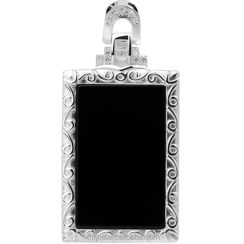 

S925 Silver Inlaid Natural Ink Emerald Grade A Jadeite Ink Jade No Matter Brand Translucent Jade Pendant Simple Women's 3