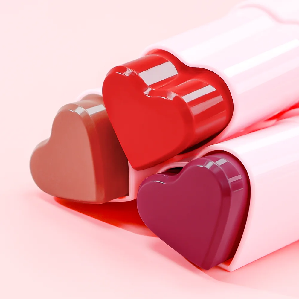 Wholesale Face Makeup Cream Blush on Stick Private Label Long Lasting Vegan Pigmented Blusher Custom Logo Pink Heart Blush Stick