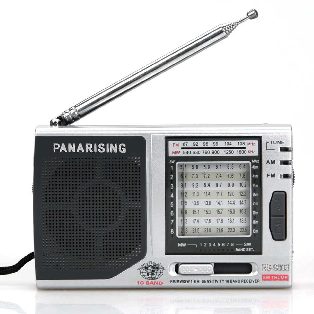 

FACTORY WHOLESALE AM/FM/SW 1-10 10 Bands Mini Radio With Portable Radio For High sensitivity, Silver