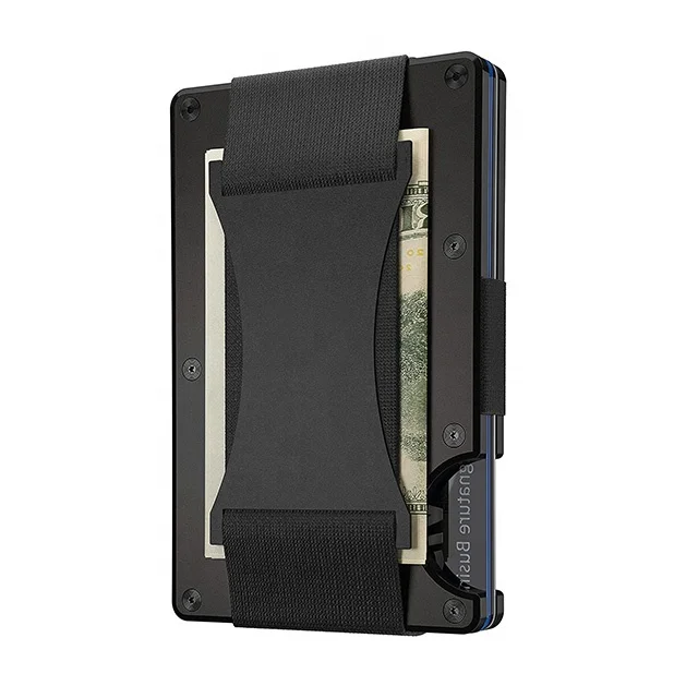 

Thin Ultra Metal Wallets RFID Blocking Credit Card Holder Slim Carbon fiber Card Case, Black