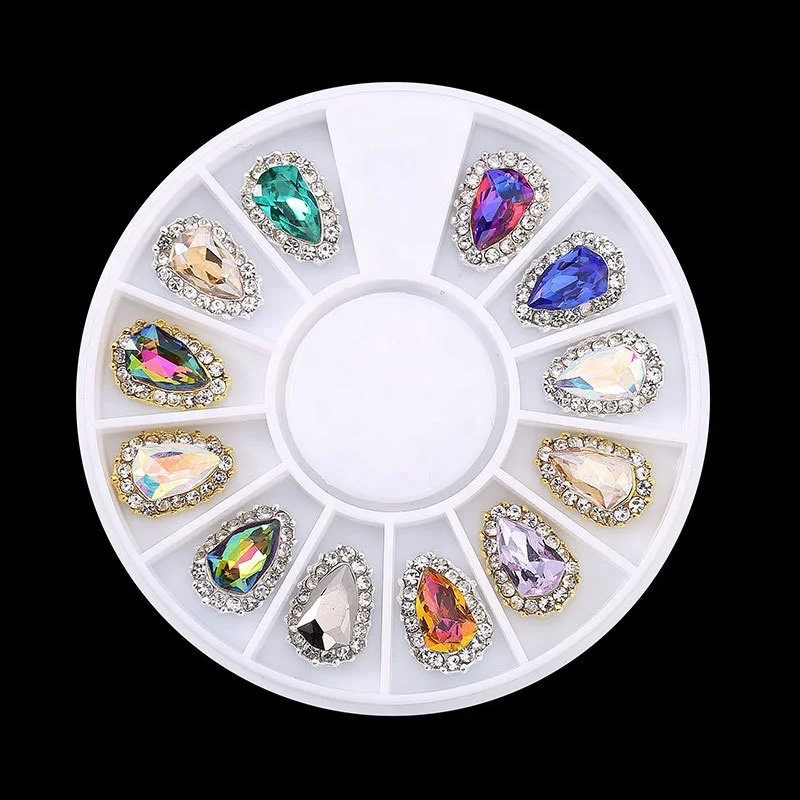 

A box of 12 net celebrity hot nail art diamonds nail art jewelry colorful diamonds super flash mixed disc nail large diamonds, As shown