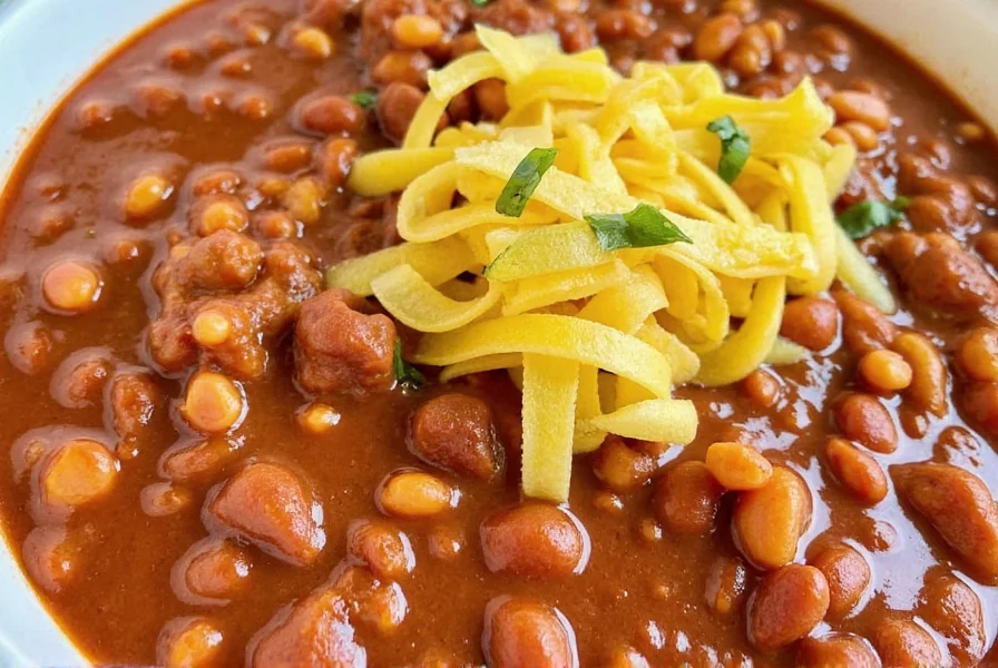Slow cooker with chili simmering inside